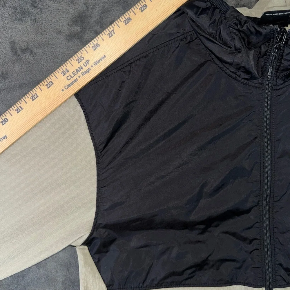 Mens Small The North Face Jacket Black Tan Excellent Hooded Zip Up